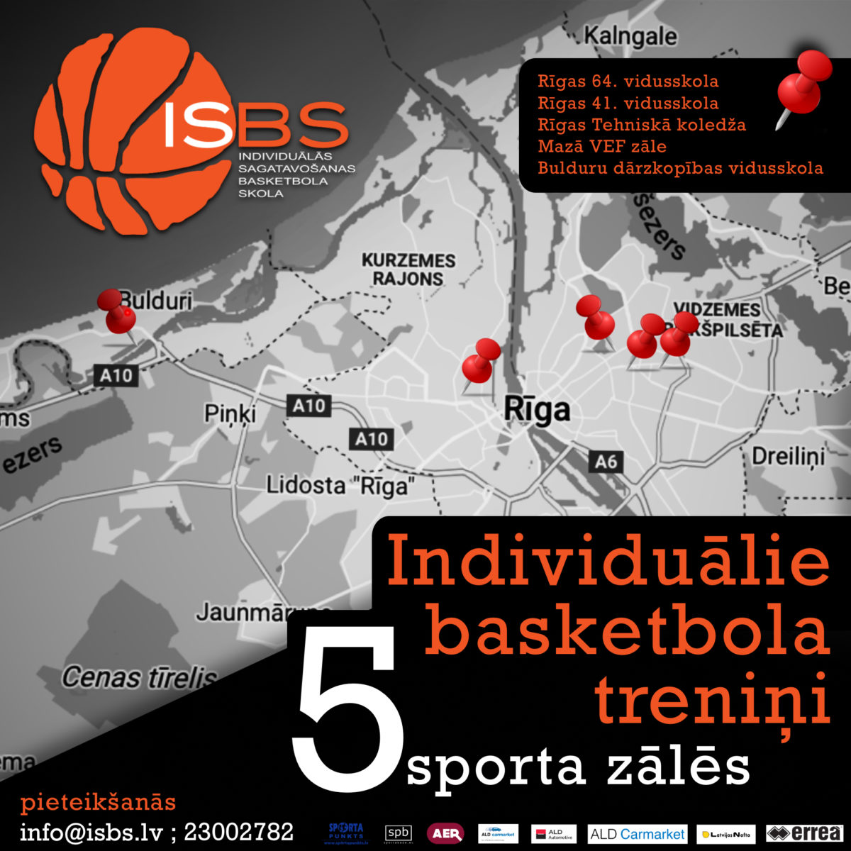 Individuālie basketbola treniņi 5 sporta zālēs