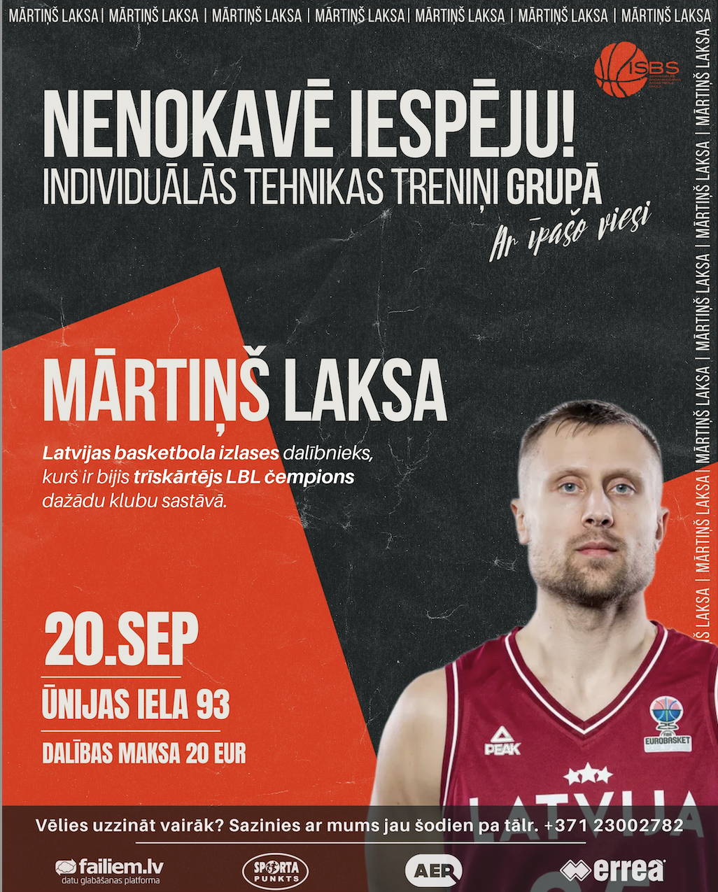 Piedalies īpašā basketbola treniņā kopā ar Mārtiņu Laksu